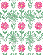 Pink Green Floral Patterned Design Rug