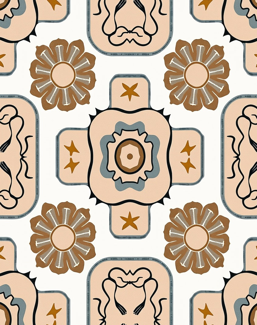 Abstract Floral And Geometric Design Rug