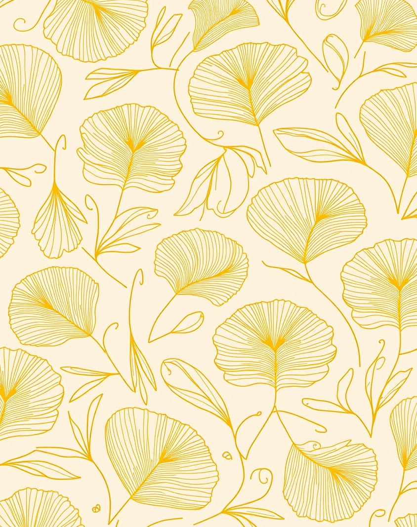 Golden Ginkgo Leaf Pattern Rug