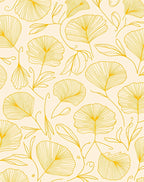 Golden Ginkgo Leaf Pattern Rug