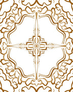 Ornate Floral medallion Design on White Rug