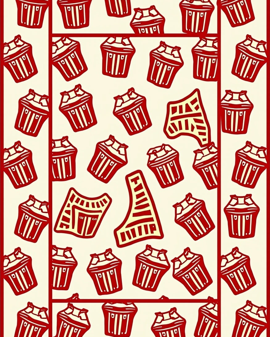 Red Cream Abstract Pattern Rug