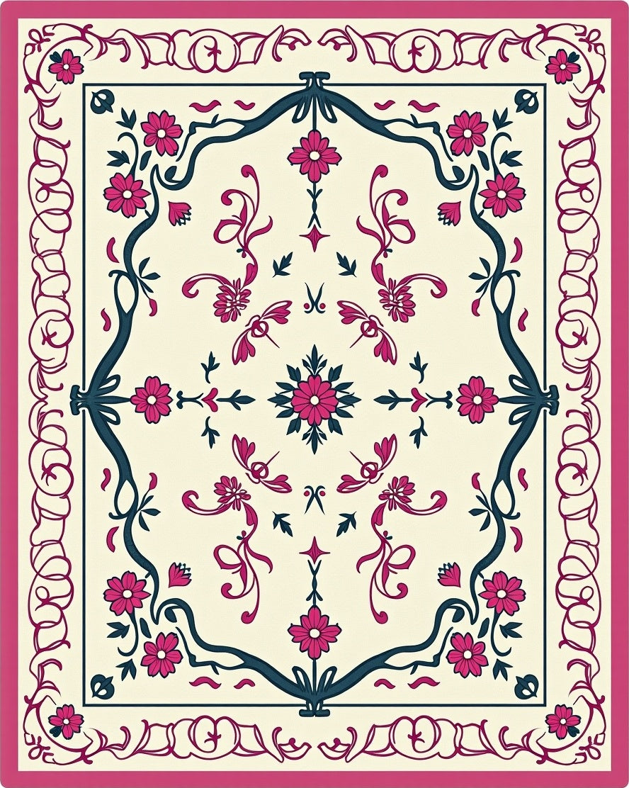 Victorian Floral Swirl Pattern Rug