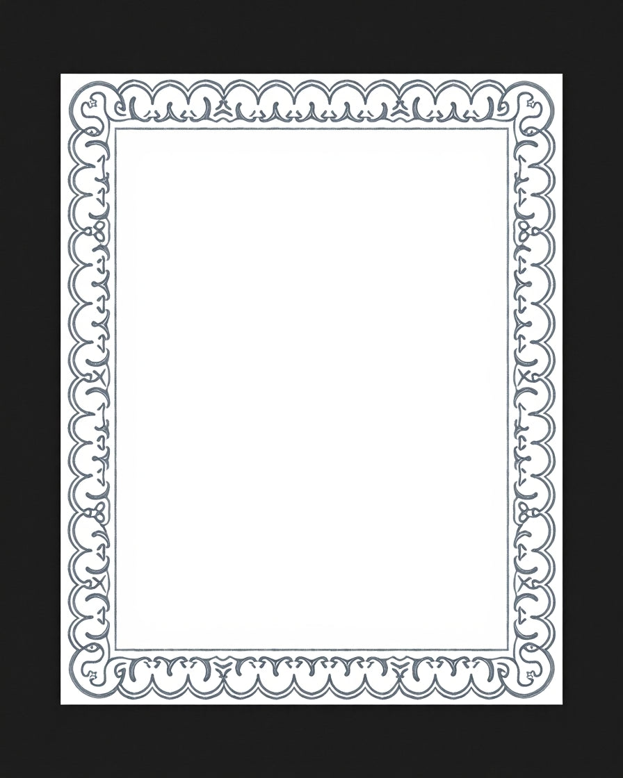 Ornate Gray Scrollwork Frame Rug