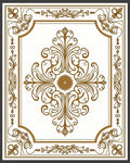 Ornate Gold Scrolling Floral Centerpiece Rug