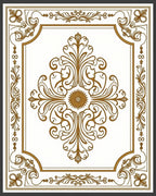 Ornate Gold Scrolling Floral Centerpiece Rug