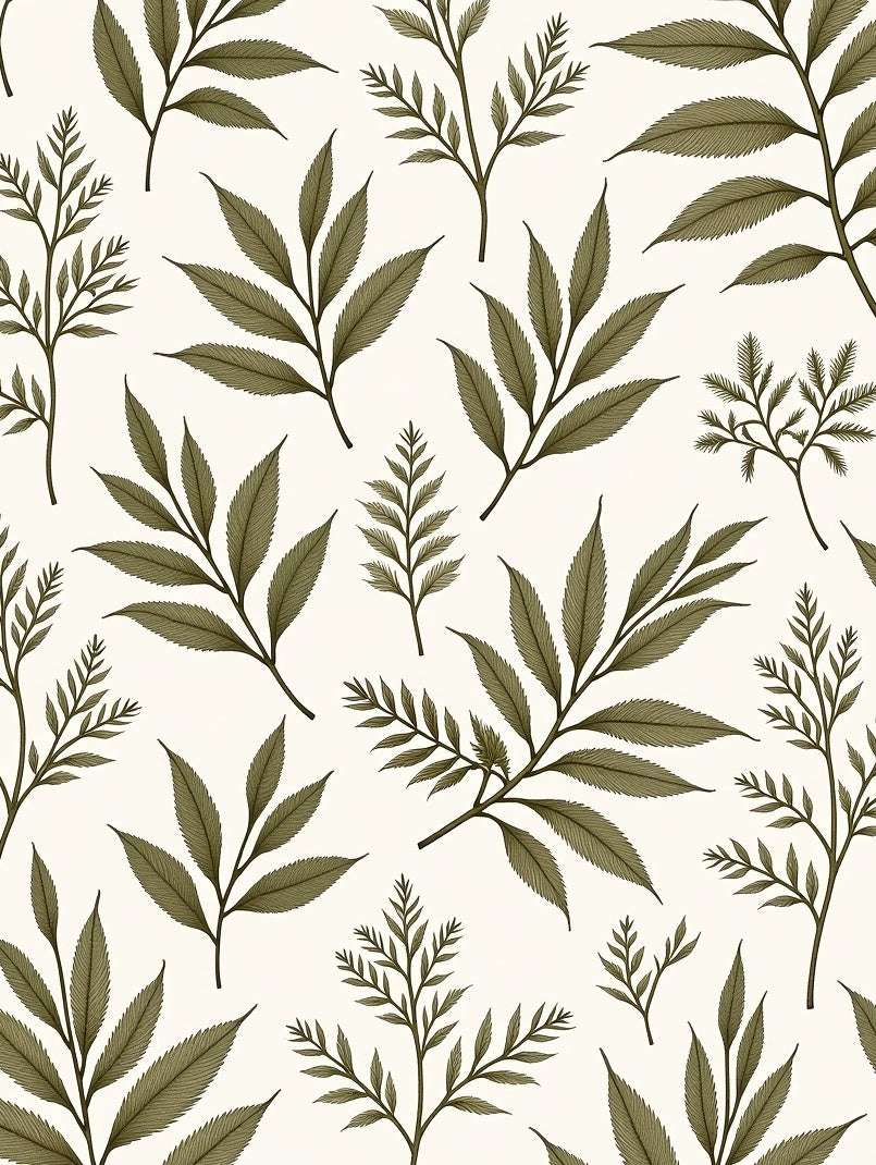 Botanical Leaf Branch Pattern Design Rug