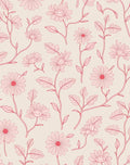 Pink Floral Outline Pattern Rug