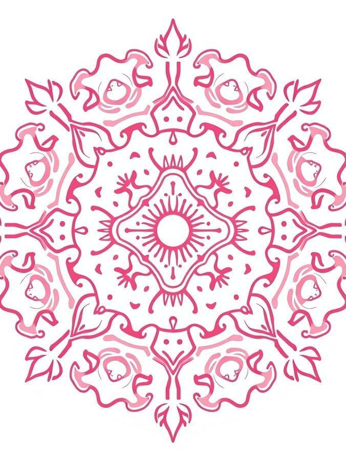 Pink Mandala Floral Pattern Rug