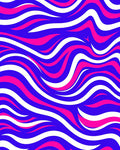 Bold Wavy Blue Pink White Stripe Pattern Rug