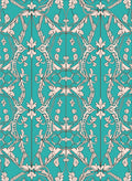 Elegant Teal Cream Floral Pattern Rug