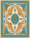 Ornate Floral Medallion Blue Gold Rug