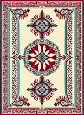 Maroon Teal Medallion Geometric Pattern Rug