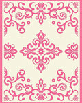 Pink Flourish Damask Pattern Rug
