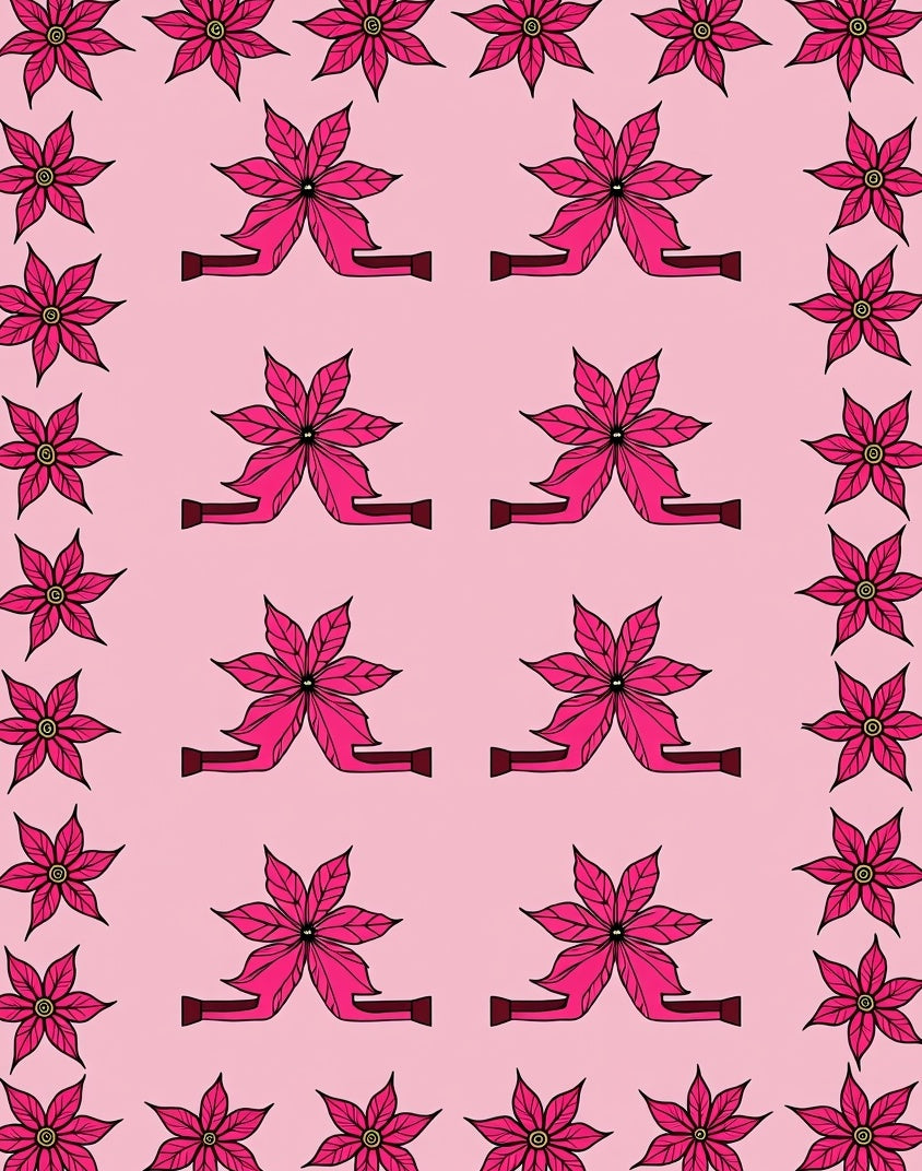 Pink Poinsettia Floral Arrangement Rug