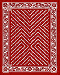 Classic Red White Chevron Border Rug