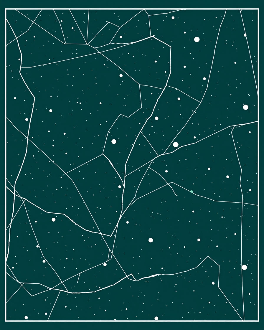 Cosmic Map With White Lines Design Rug