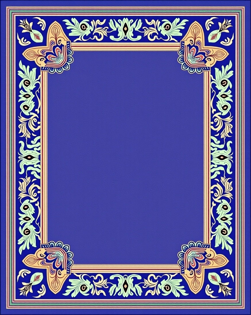 Royal Blue Floral Border Area Rug