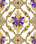 Regal Gold Purple Damask Style Rug