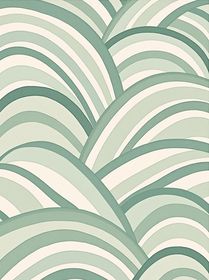 Green Wavy Arc Pattern Rug
