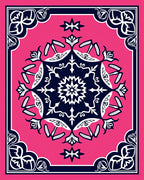 Floral Medallion Pink Navy Rug
