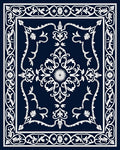 Ornate Floral Vine Dark Blue Rug
