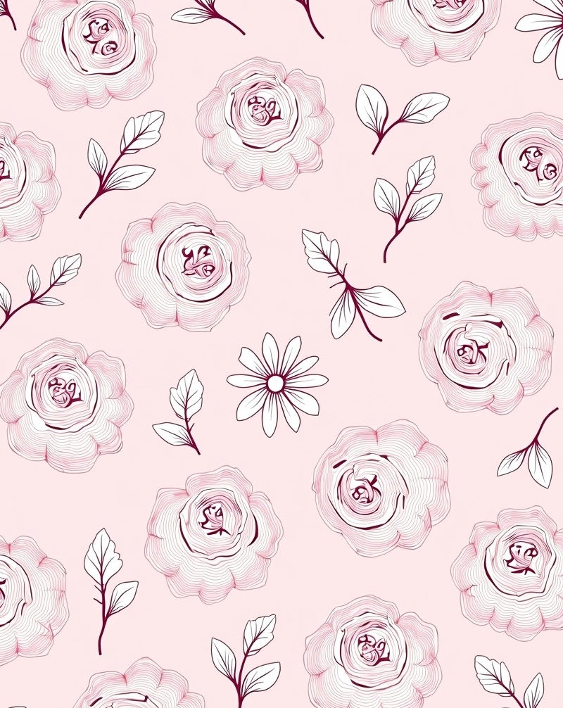 Pale Pink Rose Garden Outline Rug