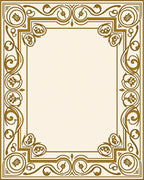 Ornate Gold Flourish Border Rug