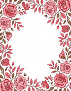 Elegant Pink Rose Vine Border Design Rug