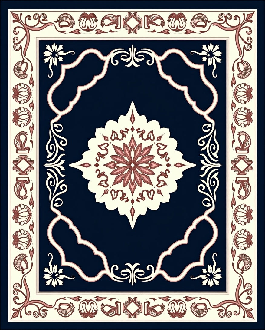 Ornate Floral Mandala Patterned Rug