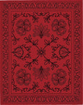 Classic Floral Swirl Red Black Rug
