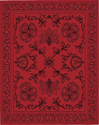 Classic Floral Swirl Red Black Rug