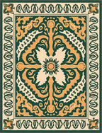 Ornate Floral Medallion Patterned Rug