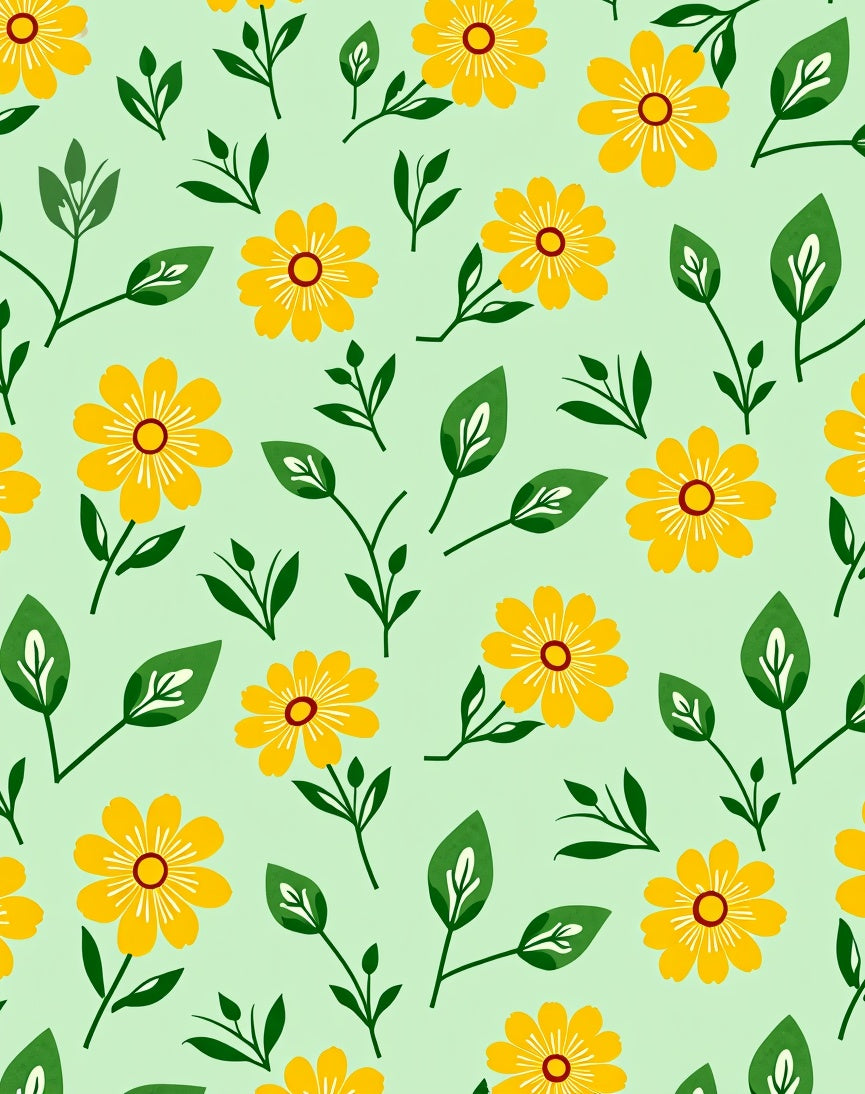 Sunny Yellow Flower Pattern Rug