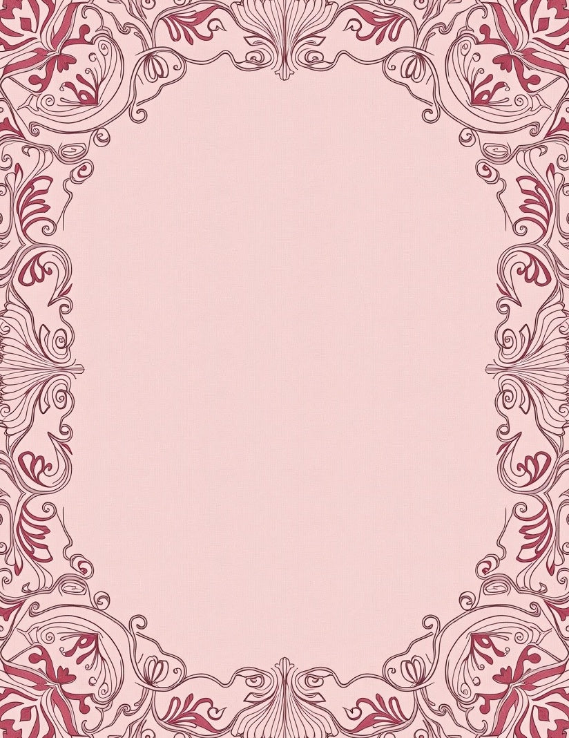 Rose Floral Art Nouveau Border Design Rug