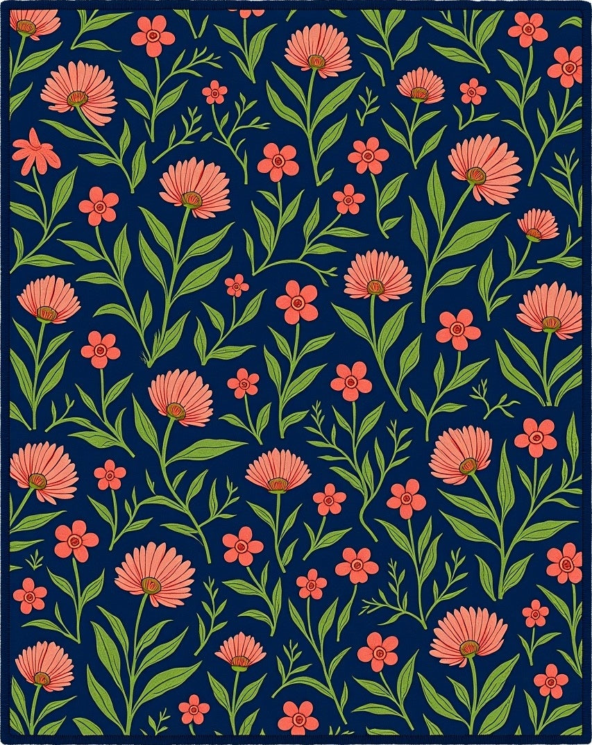Coral Bloom Floral Pattern Rug