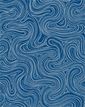 Blue Swirl Abstract Line Art Rug