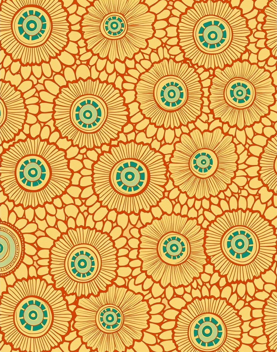 Retro Floral Sunburst Pattern Rug