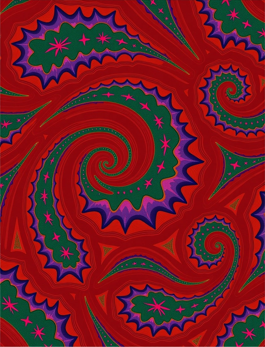 Vibrant Psychedelic Swirl Star Pattern Rug