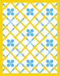 Sunny Yellow Blue Floral Lattice Pattern Rug