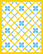 Sunny Yellow Blue Floral Lattice Pattern Rug
