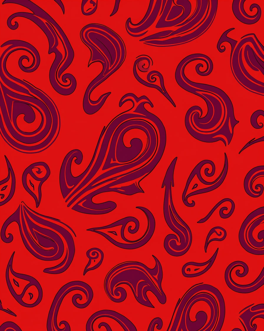 Red Paisley Swirl Decorative Design Rug