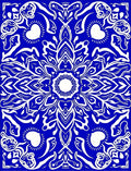 Bold Blue White Heart Mandala Design Rug