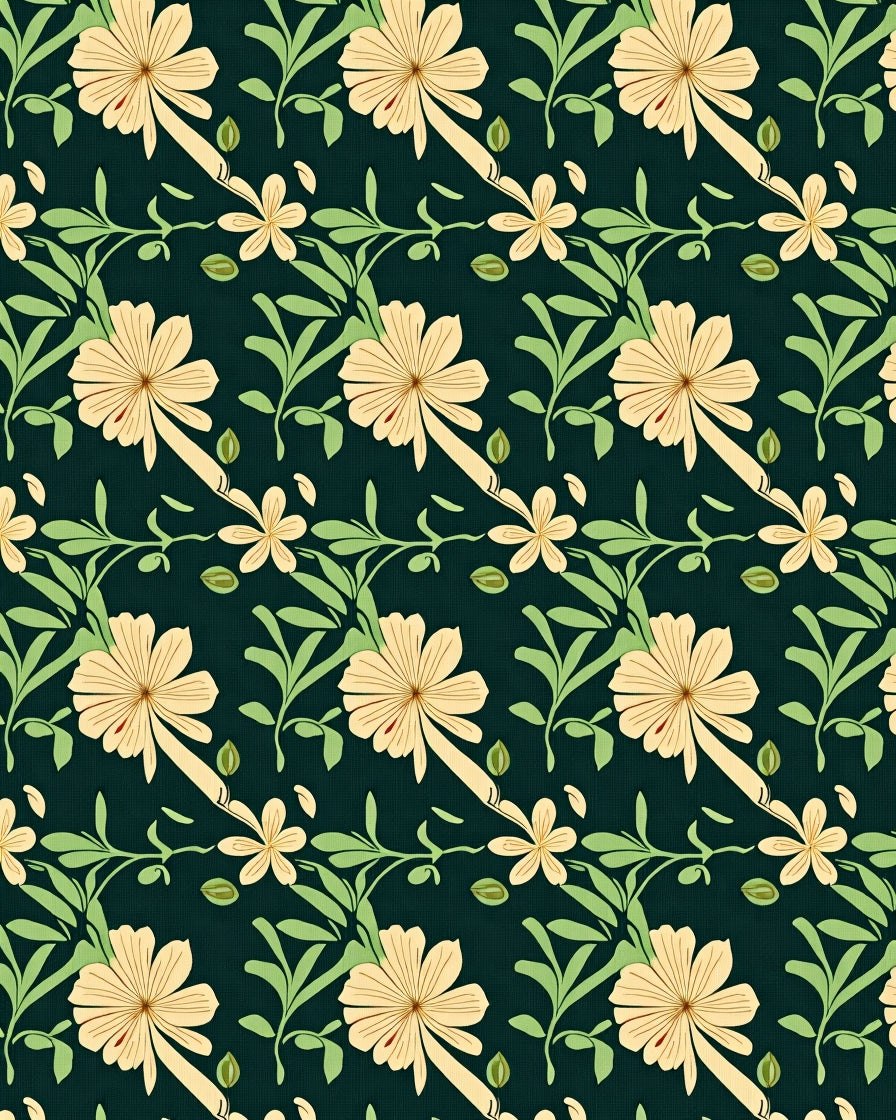 Delicate Floral Vine Pattern Rug
