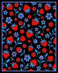 Red Strawberry Floral Pattern Rug
