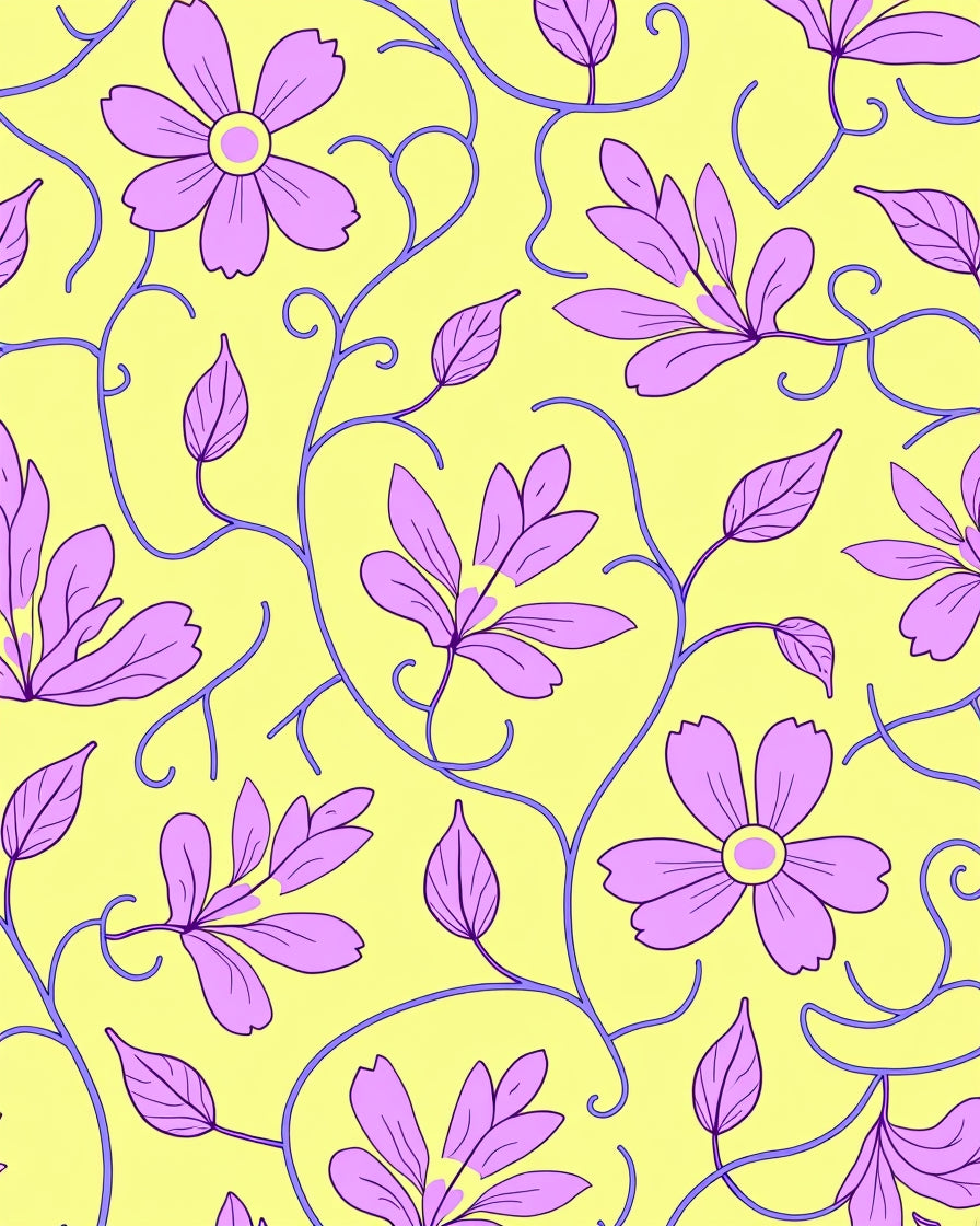 Purple Floral Vine Pattern Rug