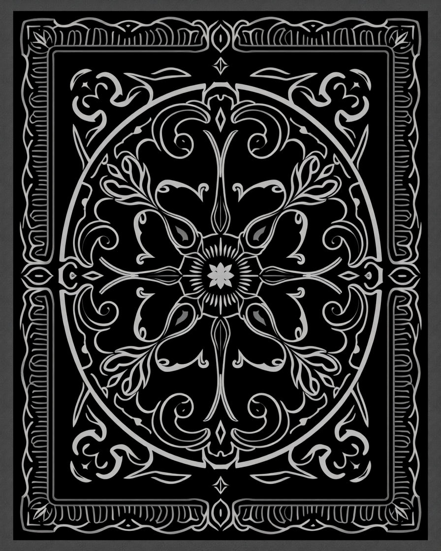 Monochromatic Floral Mandala Pattern Rug