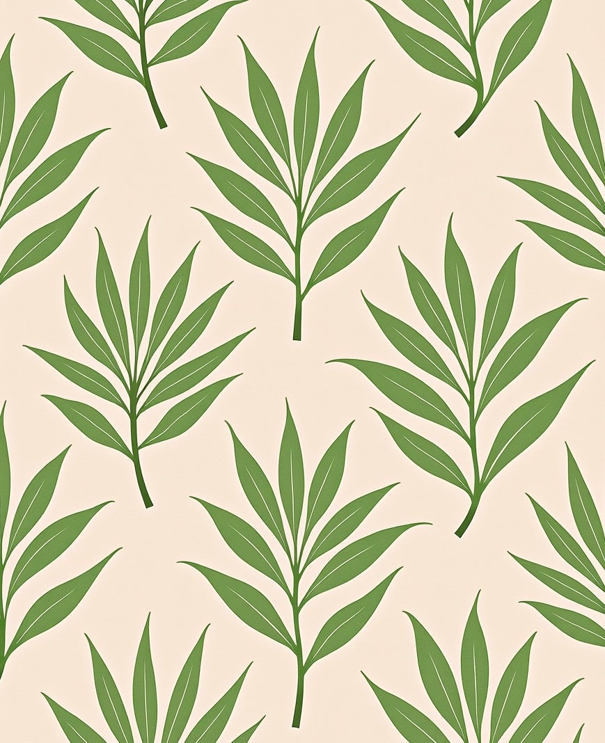 Green Leaf Patterned Soft Rug