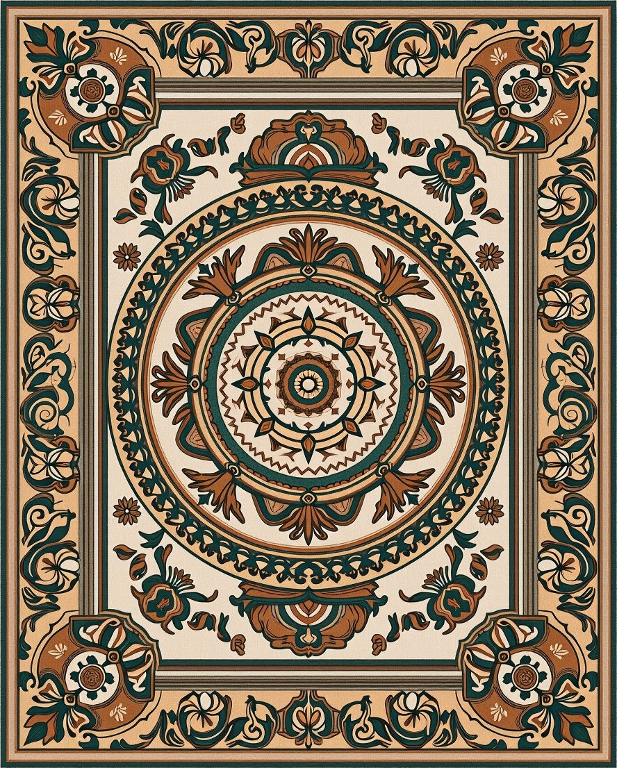 Elegant Floral Mandala Pattern Rug