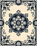 Classic Floral Scroll Border Pattern Rug